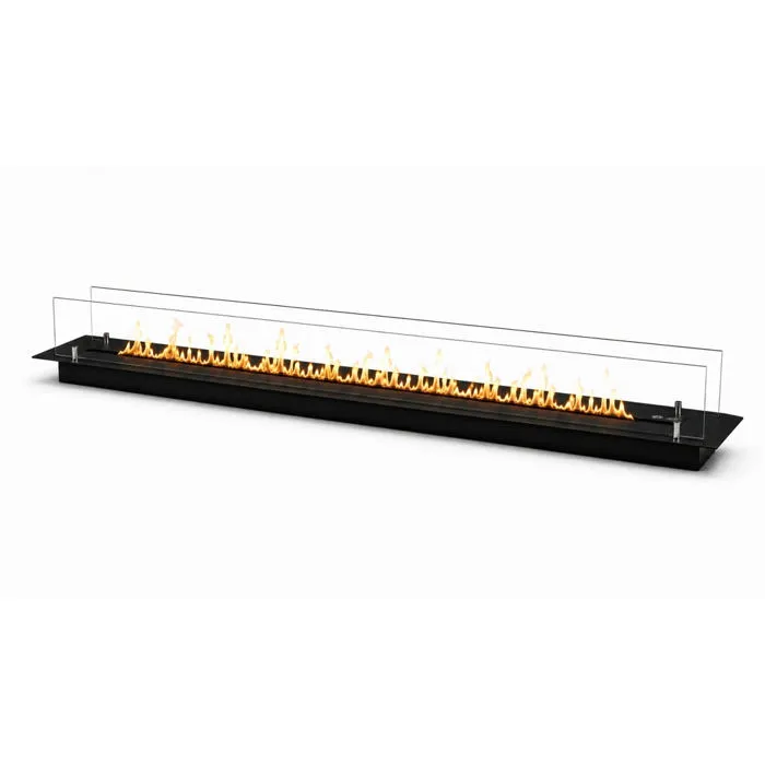 Brûleur de cheminée bioéthanol encastrable Topline - 4 litres, 150 x 21 x 25 cm, édition noire en acier