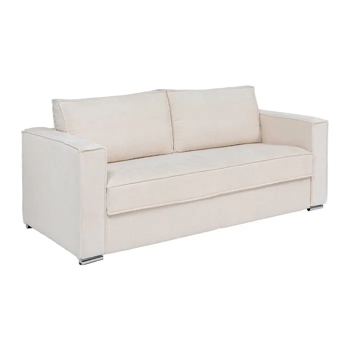 Canapé 4 places convertible express en tissu chenille beige - Couchage 160 cm - Matelas 14 cm LORETO