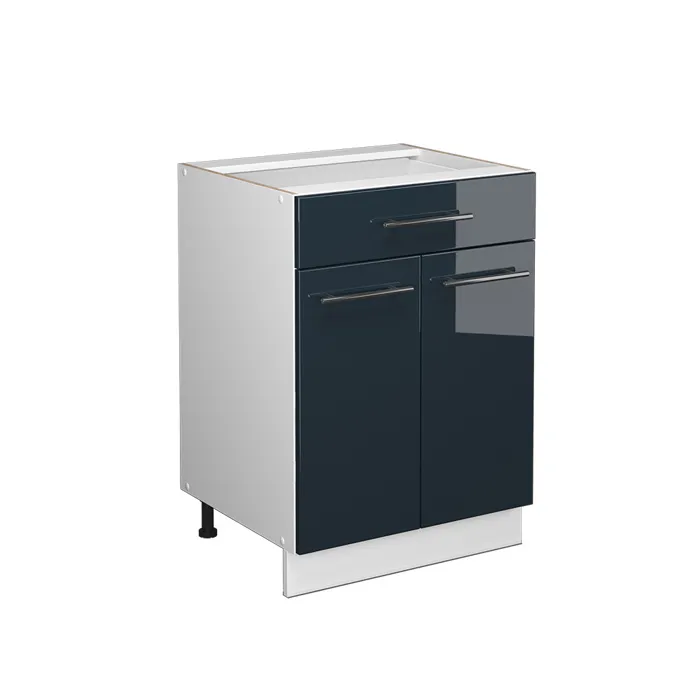 Vicco Meuble cuisine Bleu foncé brillant 60cm avec tiroir, sans PT