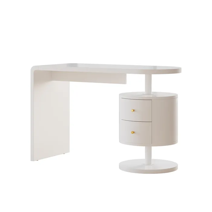Vicco Bureau Blanc Haute brillance 120x50cm avec 2 tiroirs