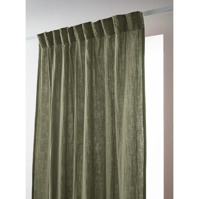 Rideau Galon Fronceur 140 x 240 cm Double Gaze de Coton Uni Gaïa Romarin