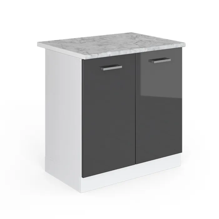 Vicco Meuble bas sous-évier Anthracite Haute brillance 80cm, PT Marbre