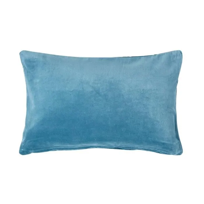 Housse De Coussin En Velours Bleu, 30x50cm - Homescapes