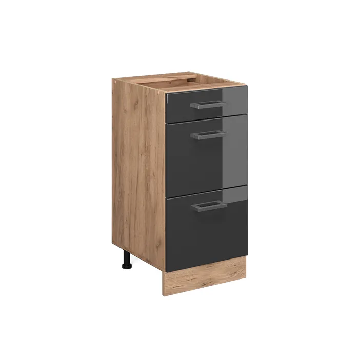 Vicco Meuble cuisine Anthracite Haute brillance 40cm avec tiroirs, sans PT