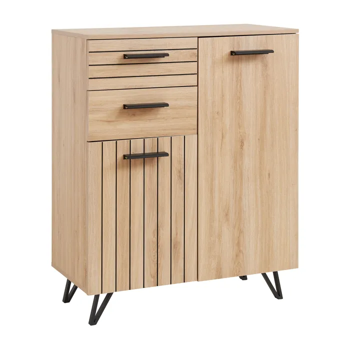 Buffet Noppen 100 x 80 x 38 cm effet chêne en.casa