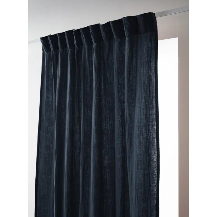 Rideau Galon Fronceur 140 x 240 cm Double Gaze de Coton Uni Gaïa Minuit
