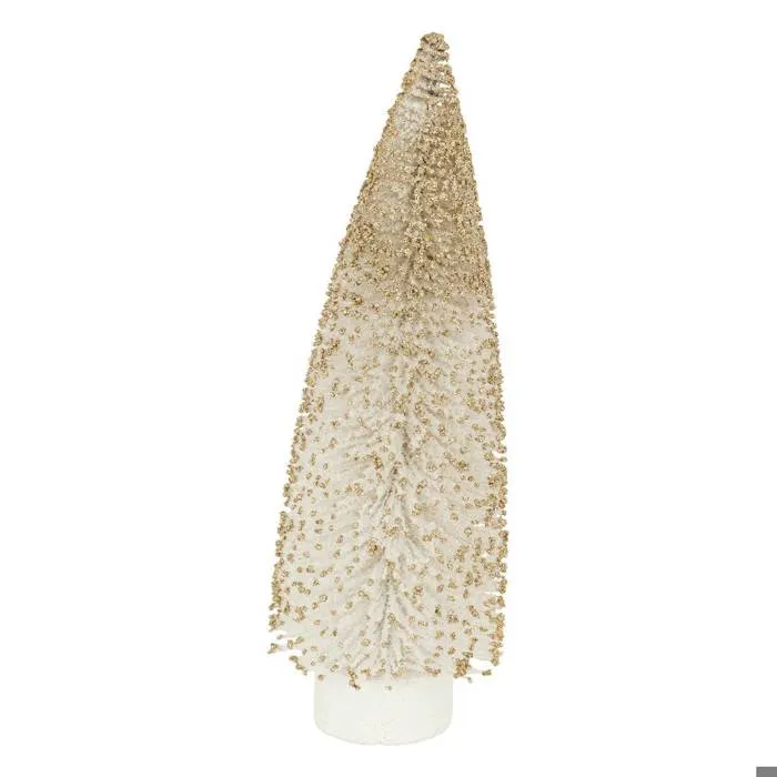 Décoration Sapin Blanc Et Or H30cm 10 Led Blanc Chaud À Piles - Feeric Lights & Christmas