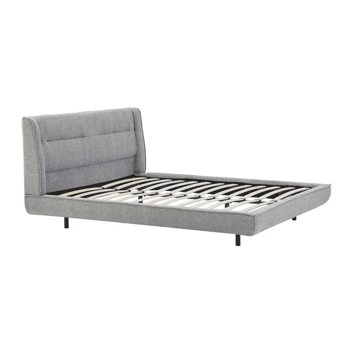 Lit 160 x 200 cm - Tissu bouclette - Gris - ISYDE