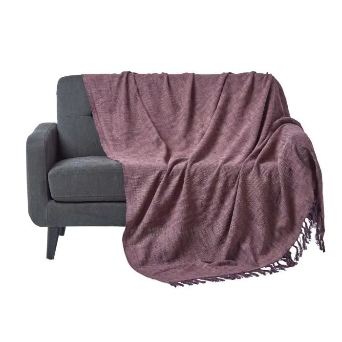 Plaid Nirvana Mauve 255x360cm Coton À Franges Homescapes