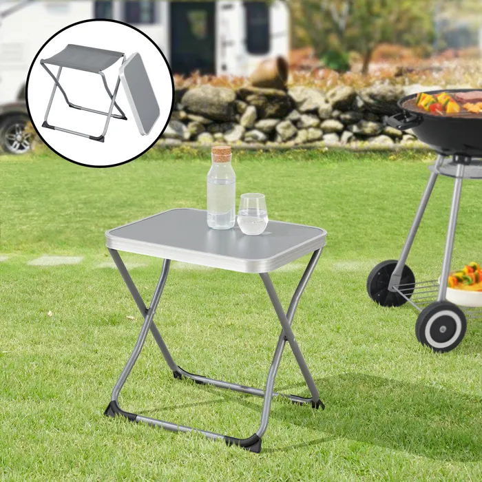 Tabouret et table de camping 2 en 1 Barete 47 x 47 x 37 cm gris