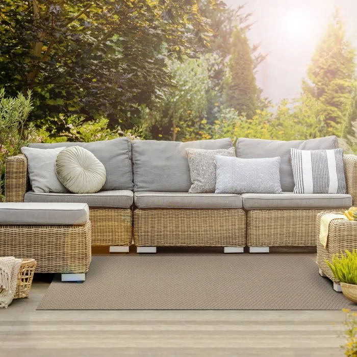 Tapis extérieur terrasse & balcon, résistant aux intempéries, antidérapant, design moderne, Messine 90 x 100 cm