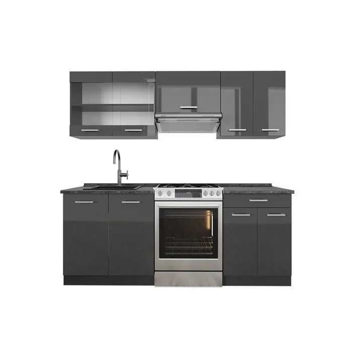 Vicco Cuisine Anthracite brillant/anthracite 200cm, PT Anthracite