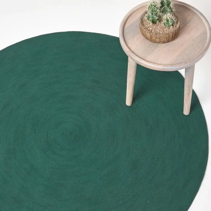 Tapis Rond Tissé À Plat En Coton Vert Anglais 120cm - Homescapes