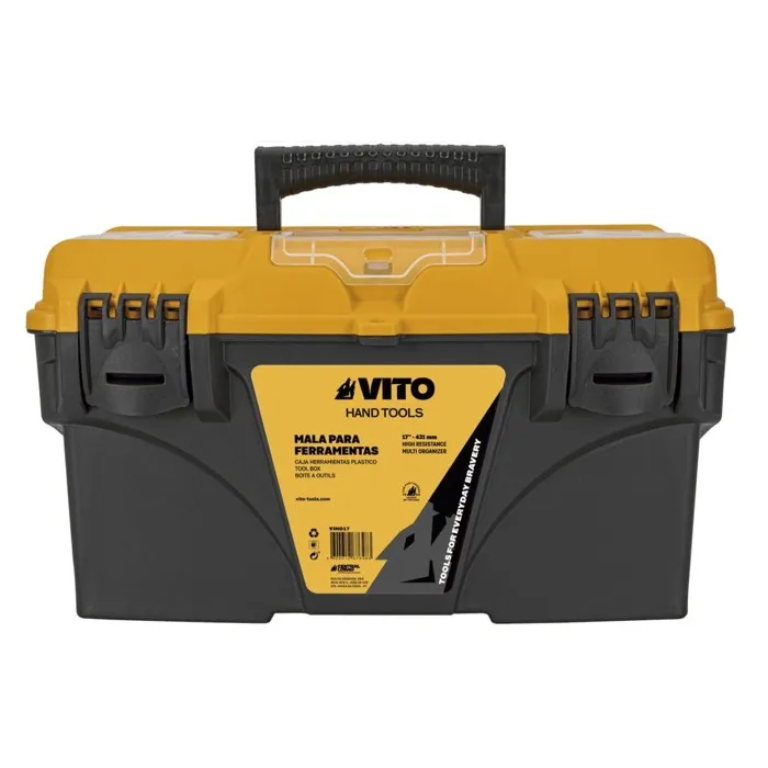 Boite à outils vide 18" 43.2 x 25 x 23.8 cm - Caisse à outils 3 organiseurs et porte outils Amovible VITO
