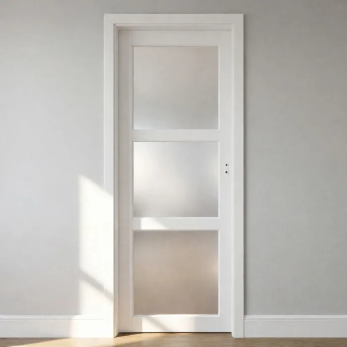 Bloc Porte Kenya Blanc Vitre H204 X L83 Cm Côte Tableau P.gauche Gd Menuiseries