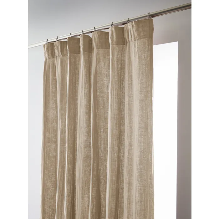 Rideau Galon Fronceur 140 x 240 cm Double Gaze de Coton Gaïa Ficelle