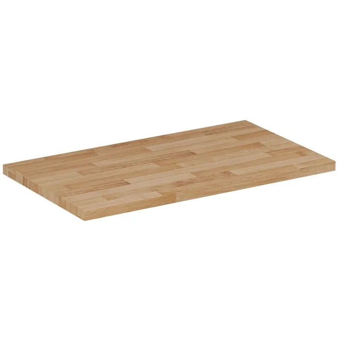 Plan de travail en bois chêne massif naturel 80 cm pour meuble de salle de bain
