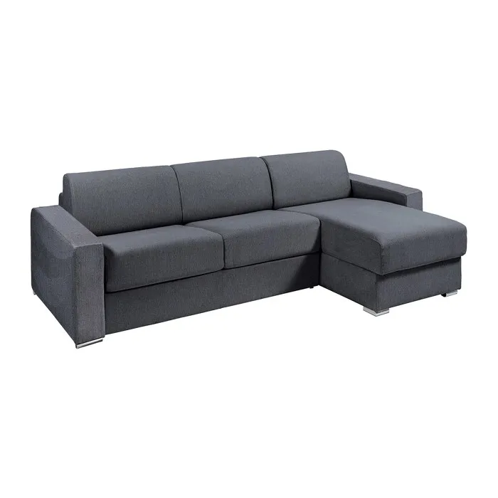 Canapé d'angle réversible convertible express en tissu texturé gris anthracite - Couchage lattes larges 140 cm - Matelas 22 cm