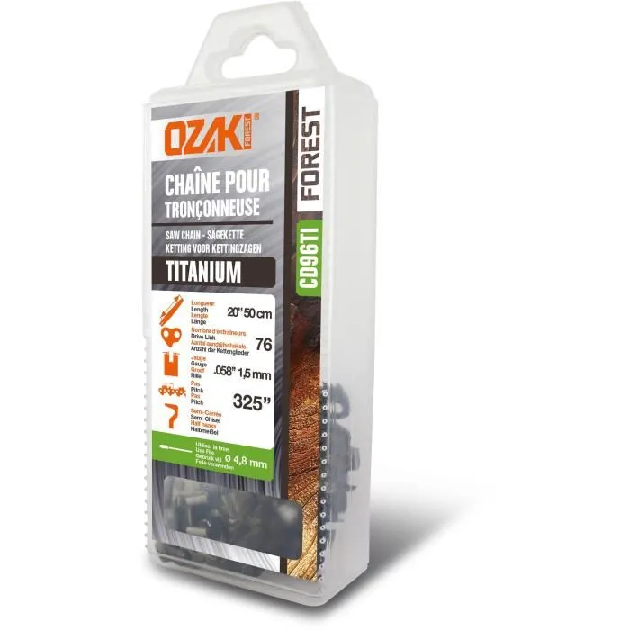 Chaîne De Tronçonneuse Ozaki Titanium Sous Coque, Semi Carrée:.325''.058 (1,5mm) 76 Entraîneurs ( E76 ).