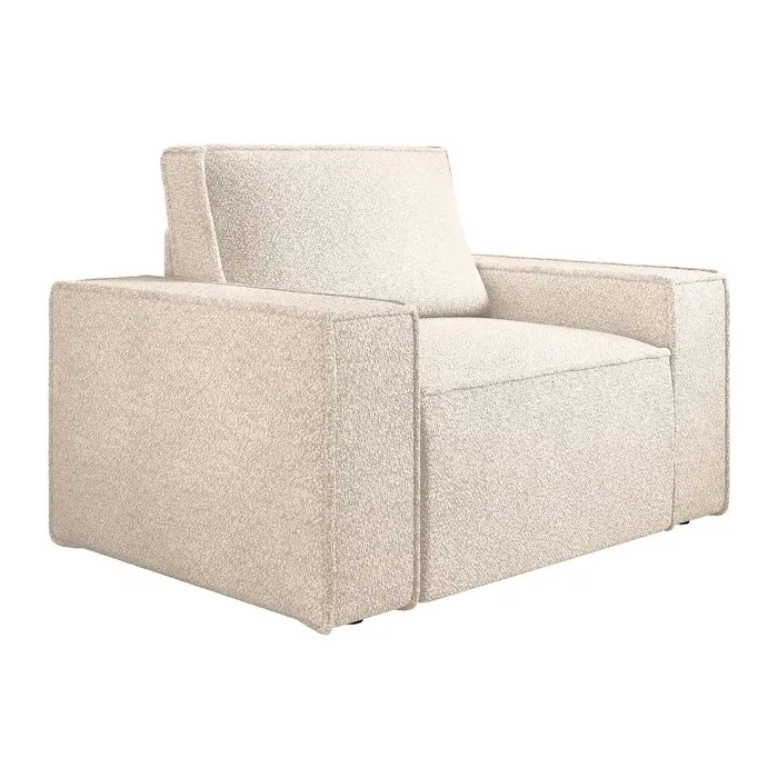 Fauteuil en tissu bouclette beige AMELIA