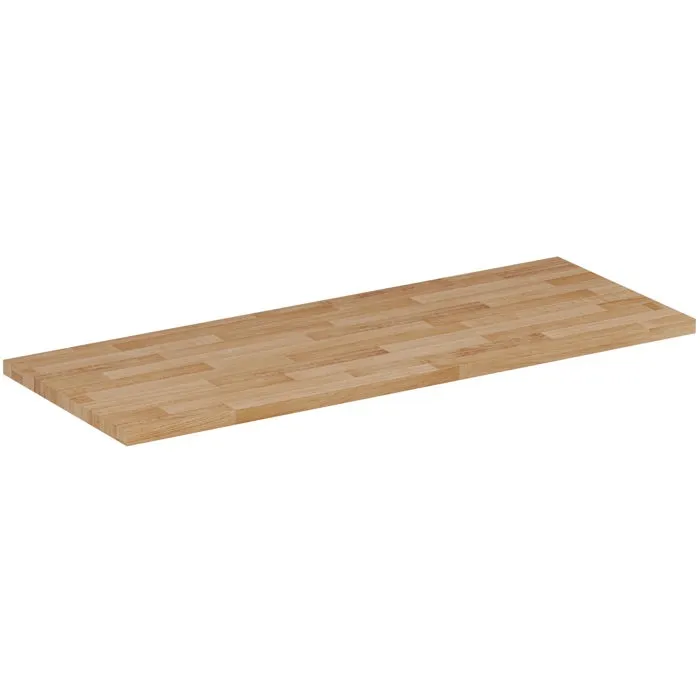 Plan de travail en bois chêne massif naturel 120 cm pour meuble de salle de bain