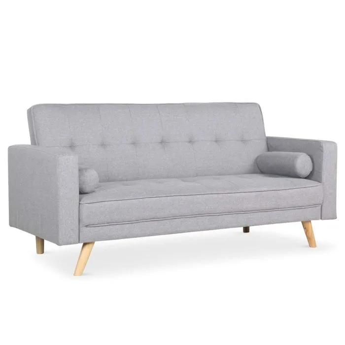 Canapé Convertible Clic-clac Scandinave Slow Tissu Gris Clair