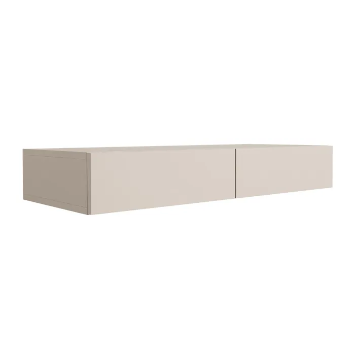 Coiffeuse suspendue avec deux tiroirs, façade lisse - cachemire, 100 x 39,6 x 16 cm