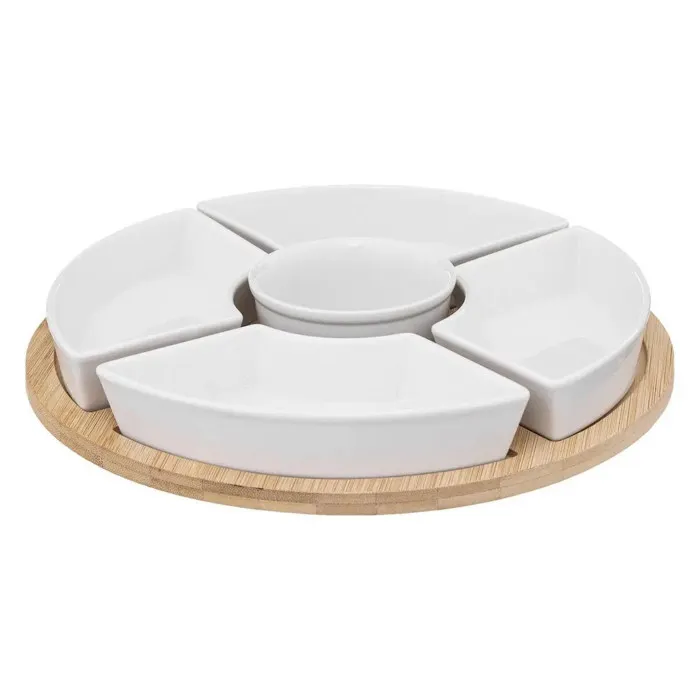 Set Apéritif White Rond 6 Pièces En Bambou - Sg Secret De Gourmet
