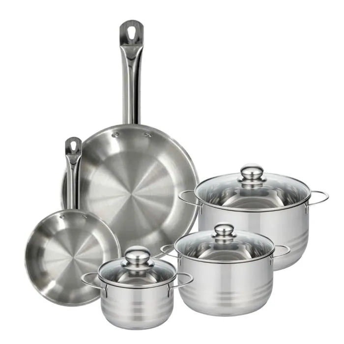 2 Poêles 24/28cm + 3 Faitouts 16/20/24cm Eterna Brillant