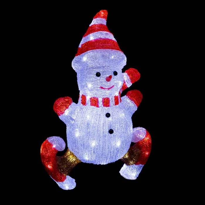 Bonhomme De Neige Avec Patins Lumineux Extérieur H50cm 60 Led + Transfo - Feeric Lights & Christmas
