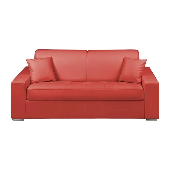 Canapé 3 places convertible express en simili - Rouge - Couchage à lattes larges 140 cm - Matelas 18 cm EMIR