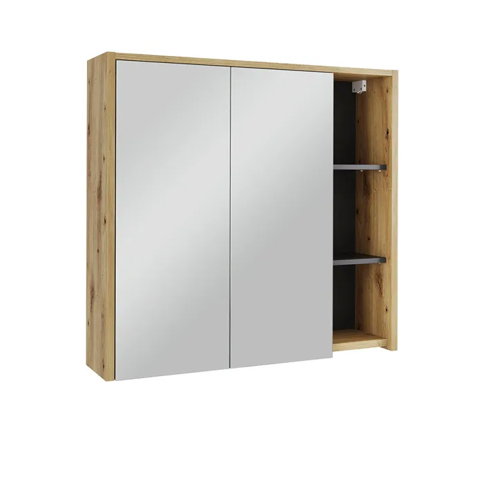 Vicco Armoire de toilette Artisan/gris 80x75cm avec des étagères ouvertes