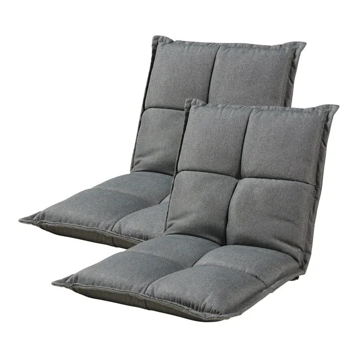Lot de 2 fauteuils de sol Deinze avec dossier réglable gris foncé en.casa