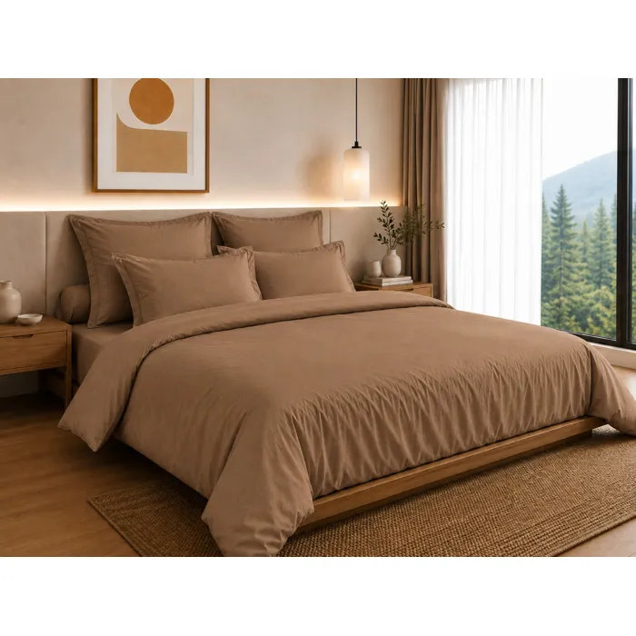 Housse de Couette 260 x 240 cm 100% Coton 57 Fils/cm² Taupe