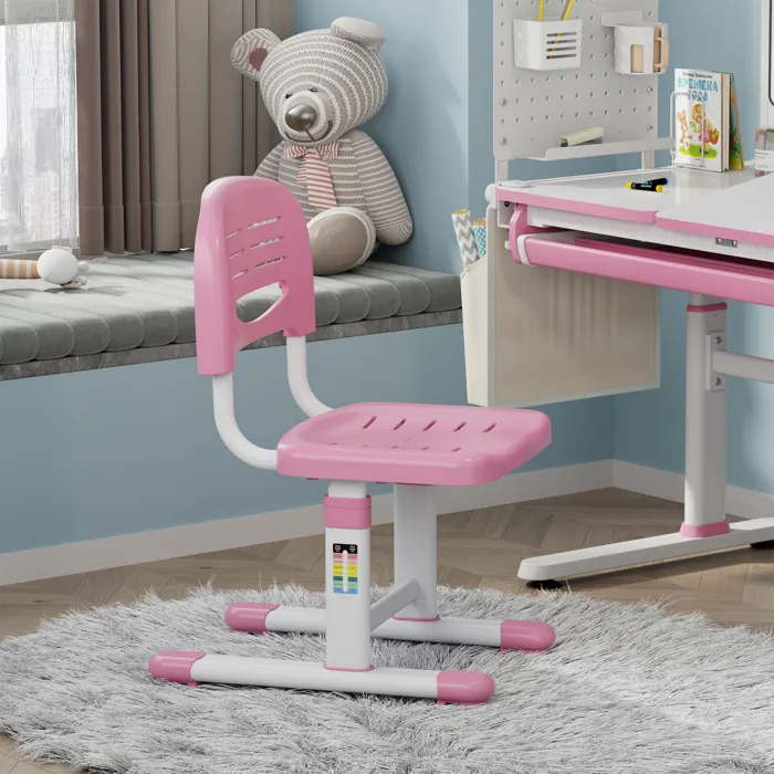 Chaise de bureau pour enfants Sauda réglable en hauteur rose / blanc en.casa