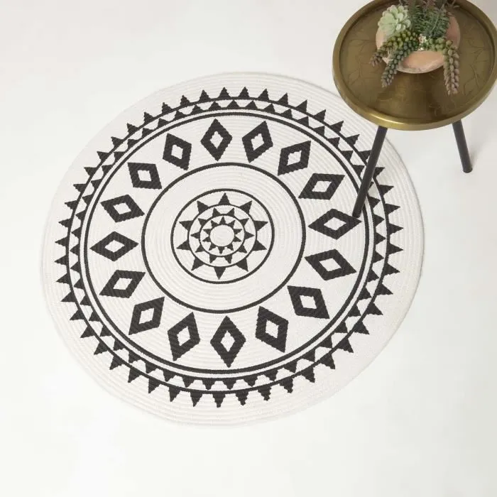 Tapis Rond Tissé En Coton Lia 120cm - Homescapes