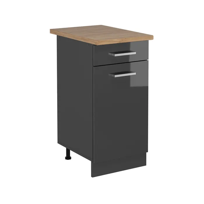 Vicco Meuble cuisine Anthracite Haute brillance 40cm, PT Chêne