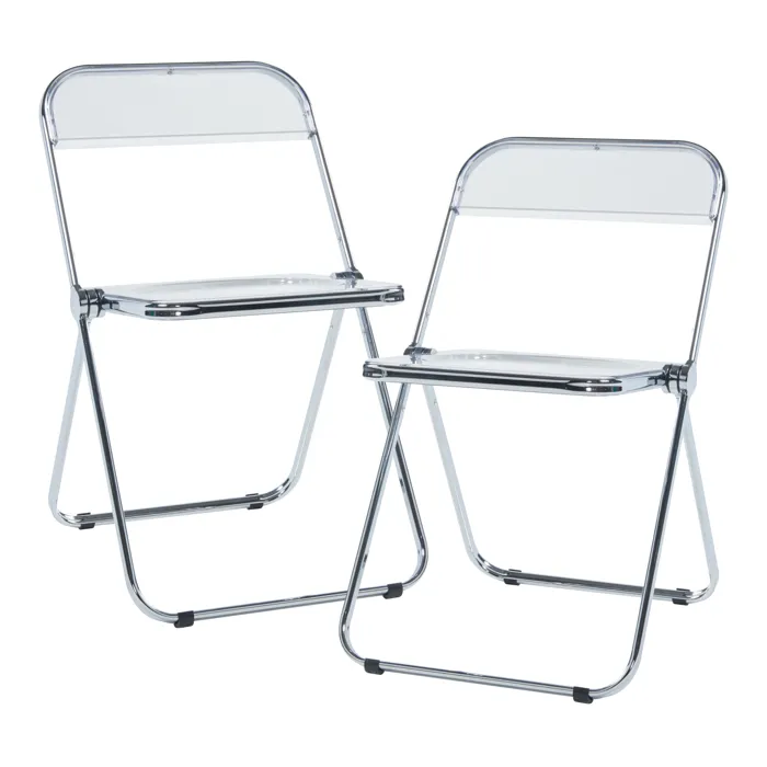 Lot de 2 chaises pliantes Pornainen 74 x 46 x 47 cm transparent en.casa