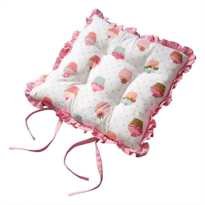 Galette De Chaise Ou Coussin D'assise Réversible Pois Et Cupcake 40x40cm - Homescapes