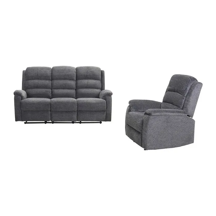 Canapé 3 places et fauteuil relax électrique en tissu gris NEVERS