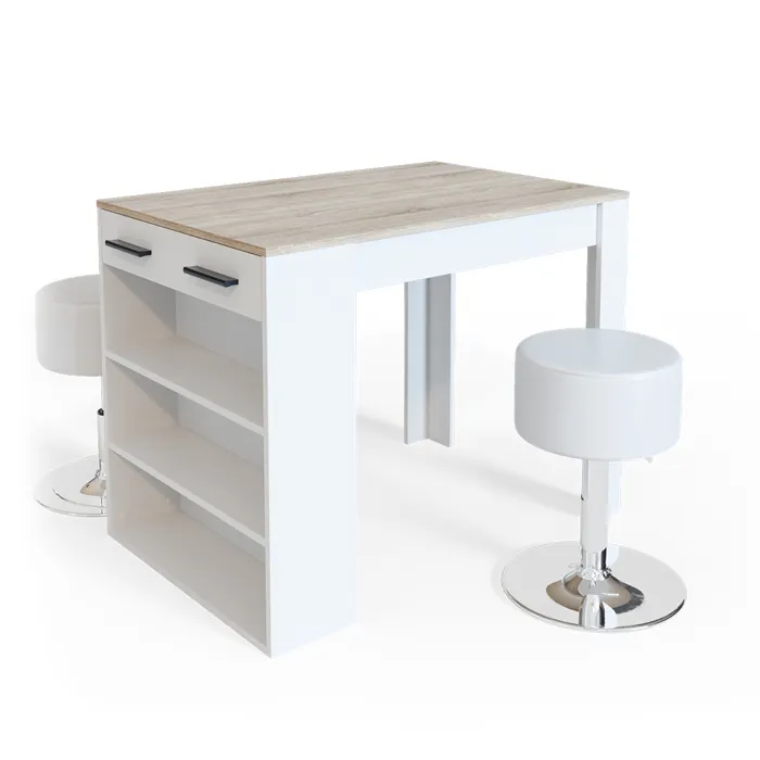 Vicco Ensemble table à manger Sonoma/blanc 67x100cm avec 2 tabourets