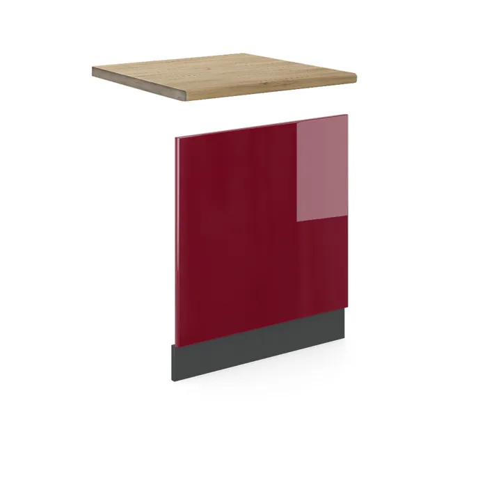 Vicco Façade Rouge/Anthracite 60cm plan de travail Chêne doré