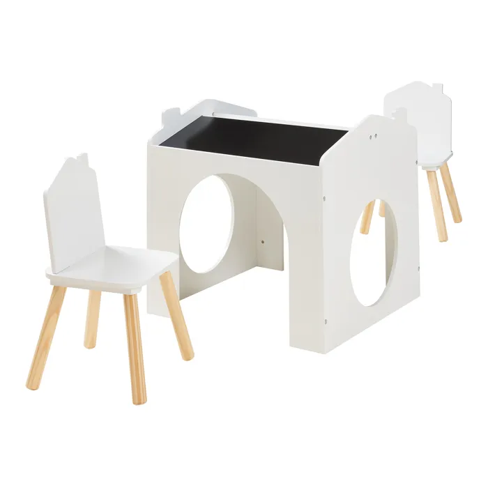 Ensemble de table de dessin et 2 chaises pour enfants Romso blanc en.casa