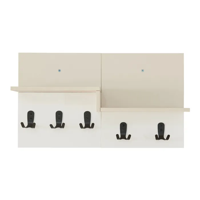Portemanteau mural Botaruvn avec 2 étagères 34 x 59 x 13 cm beige / blanc en.casa