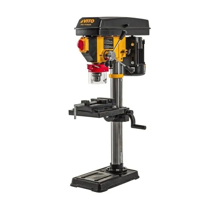 Perceuse À Colonne 550w 16mm 12 Vitesses 300-2550 Tr/min Guide Laser Table Inclinable Étau Atelier Vito