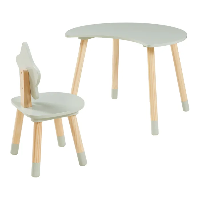 Bureau pour enfant avec chaise Lallega vert menthe naturel en.casa