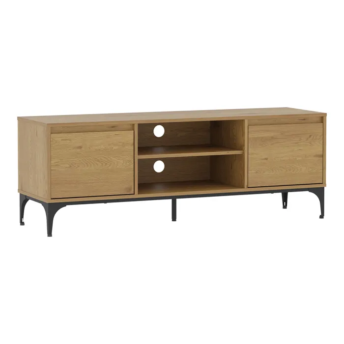 Meuble TV Kistiandi 140 x 40 x 50 cm effet chêne foncé en.casa