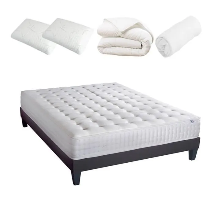 Pack Apollon 140x200 cm Matelas Mousse + Sommier Bois + Accessoires