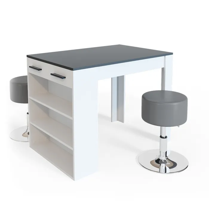 Vicco Ensemble table à manger Anthracite/blanc 67x100cm avec 2 tabourets