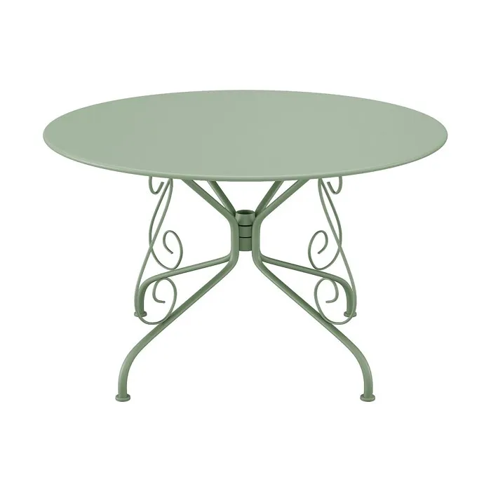 Table de jardin D.120 cm en métal façon fer forgé - Vert amande - GUERMANTES de MYLIA